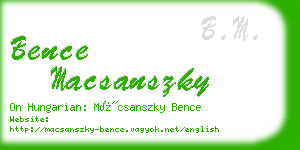 bence macsanszky business card